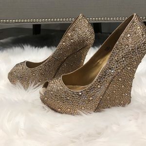 Benjamin Adams Rhinestone Wedge Pumps